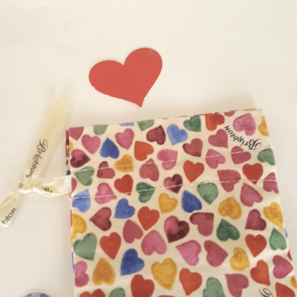 Brighton Jewelry Pouch Drawstring Gift Bag Colorful Hearts Pattern - Picture 2 of 4